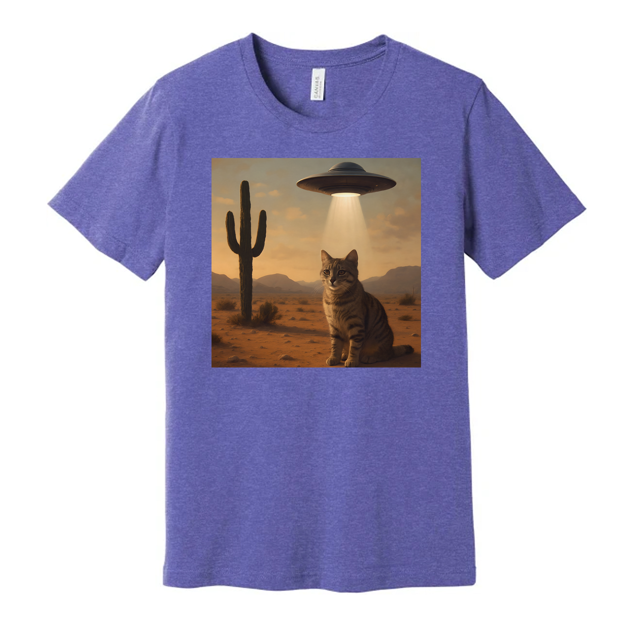 Sifi Cat In Desert With UFO Unisex Tee Graphic Design