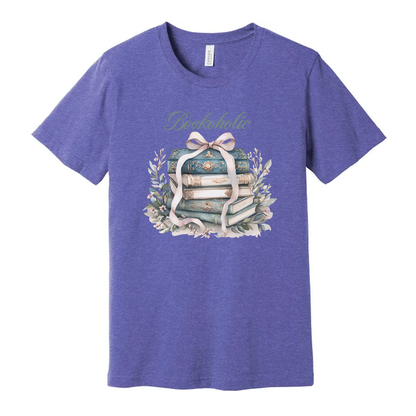 Bookoholic Stack of Books With Ribbon Flowers Unisex Tee