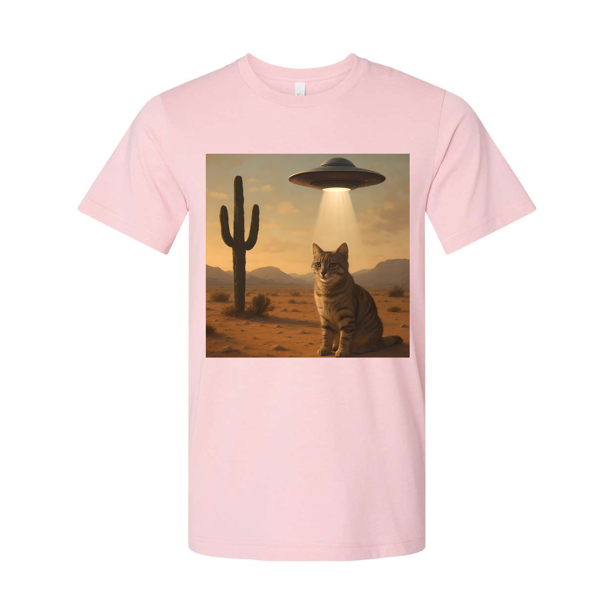 Sifi Cat In Desert With UFO Unisex Tee Graphic Design