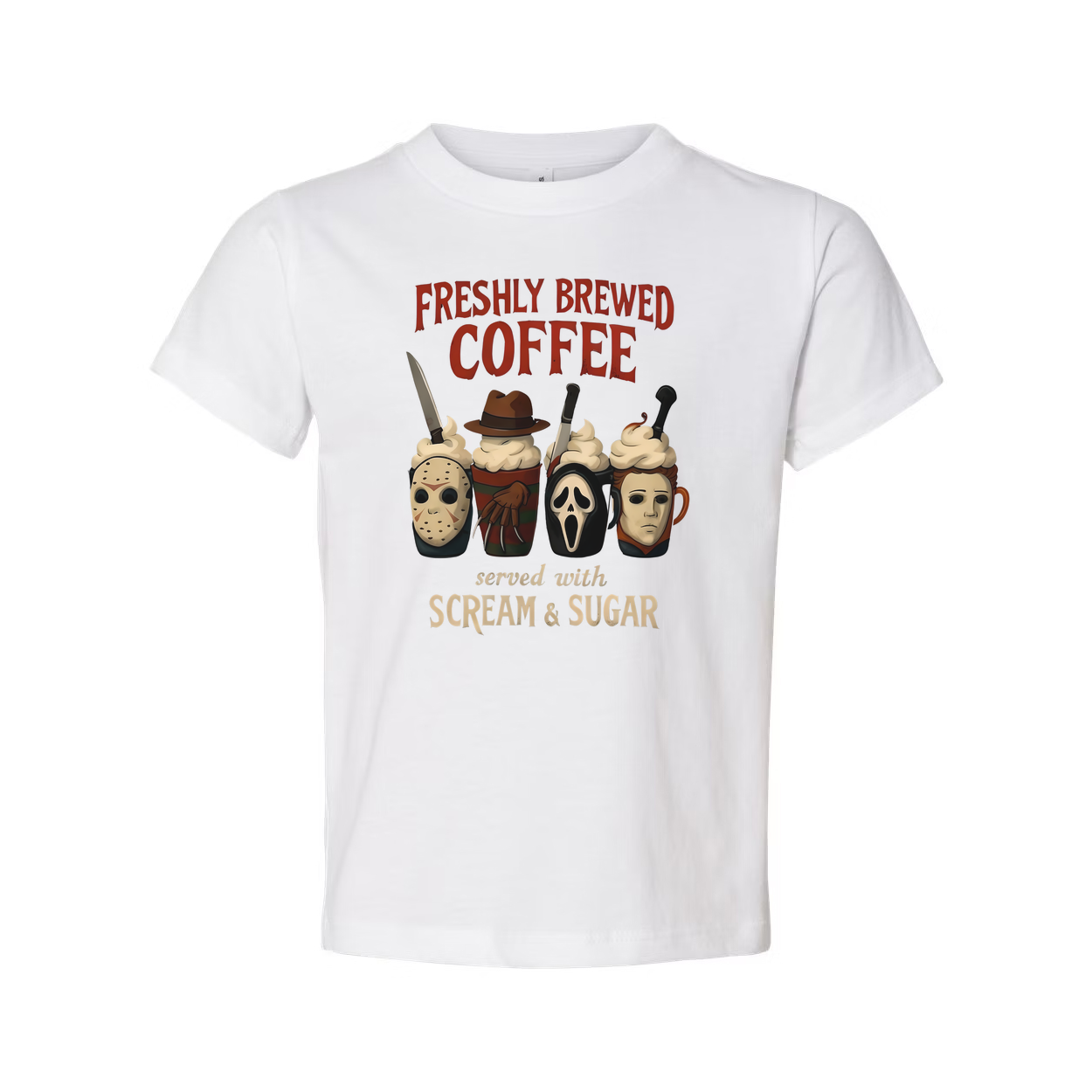 Whimsical Horror Coffee Mugs Featuring Iconic Frights Tee
