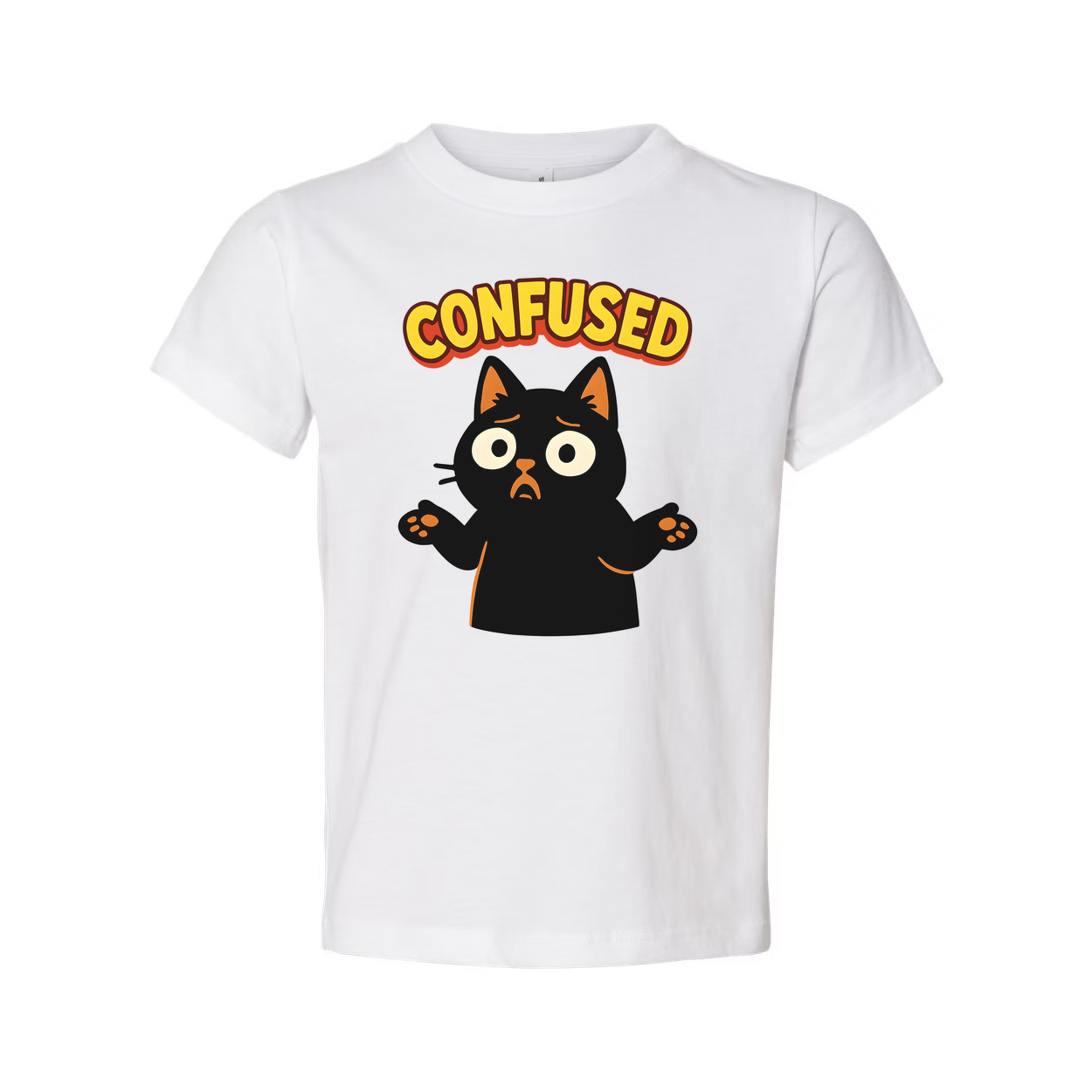 Confused Black Cat Unisex T Shirt Graphic Tee Gift Idea