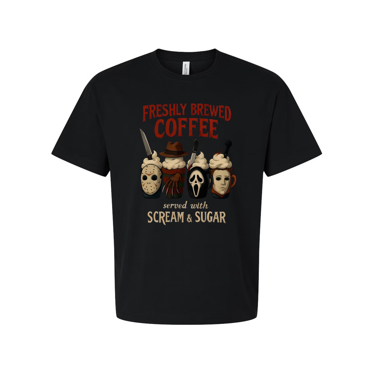 Whimsical Horror Coffee Mugs Featuring Iconic Frights Tee