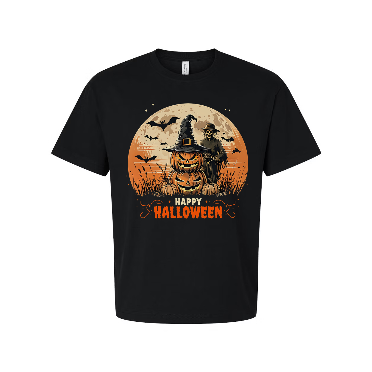 Vintage Halloween Jack O Lantern And Scarecrow Unisex Tee