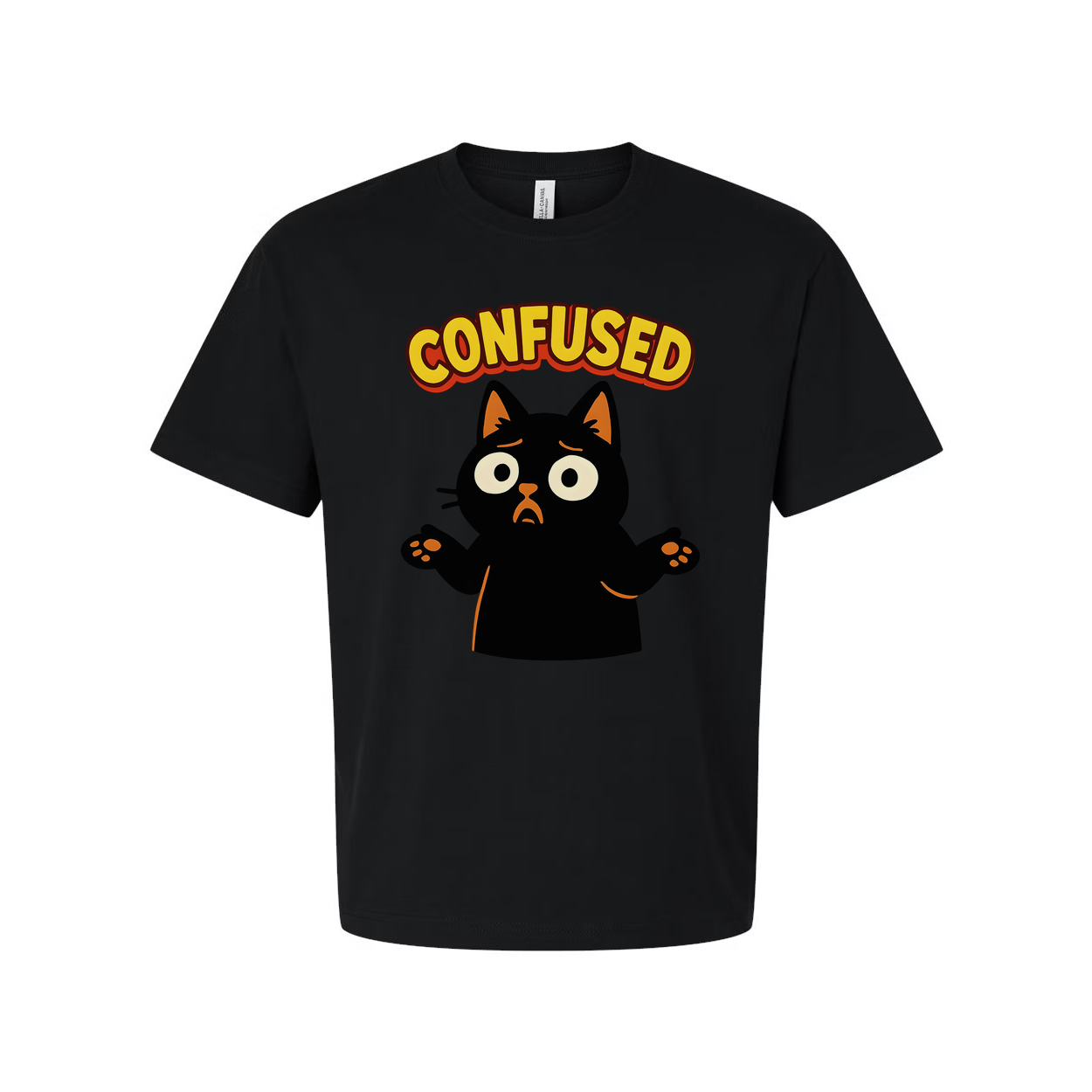 Confused Black Cat Unisex T Shirt Graphic Tee Gift Idea