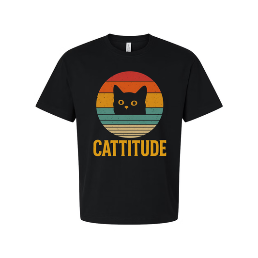 Cattitude Unisex Cat Lover Graphic Tee T Shirt Gift