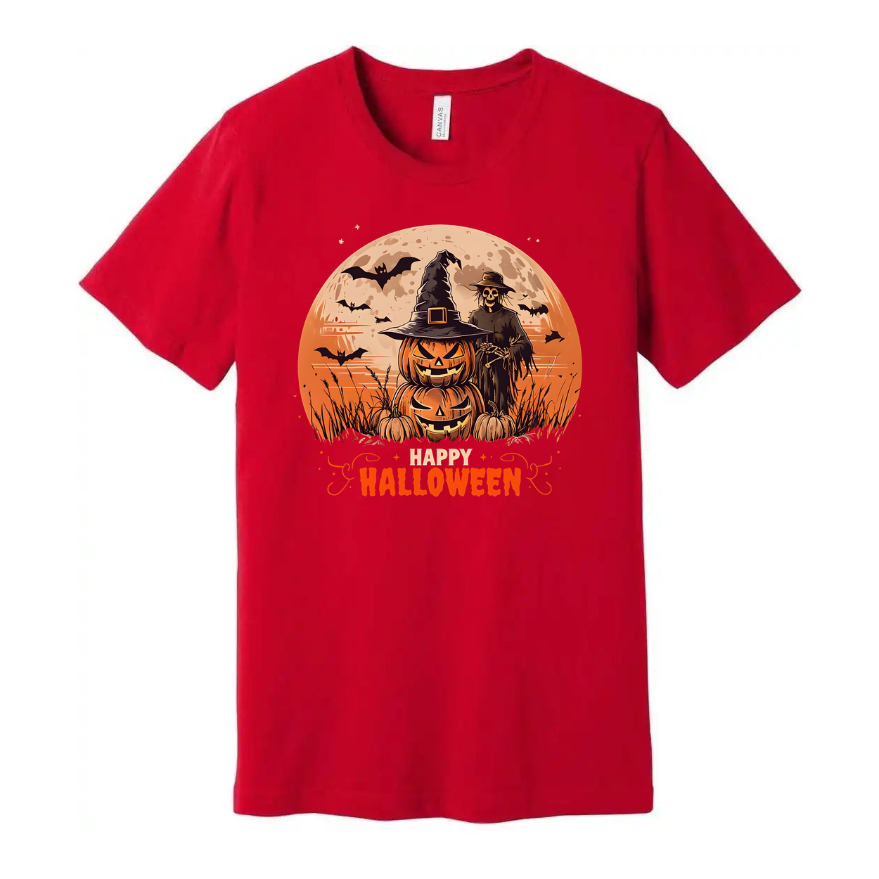 Vintage Halloween Jack O Lantern And Scarecrow Unisex Tee