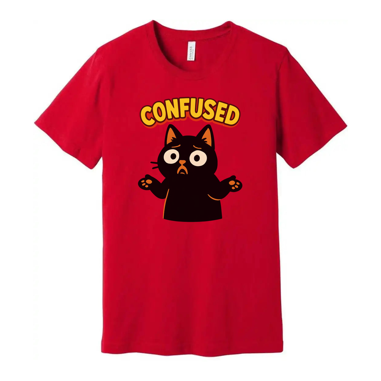 Confused Black Cat Unisex T Shirt Graphic Tee Gift Idea