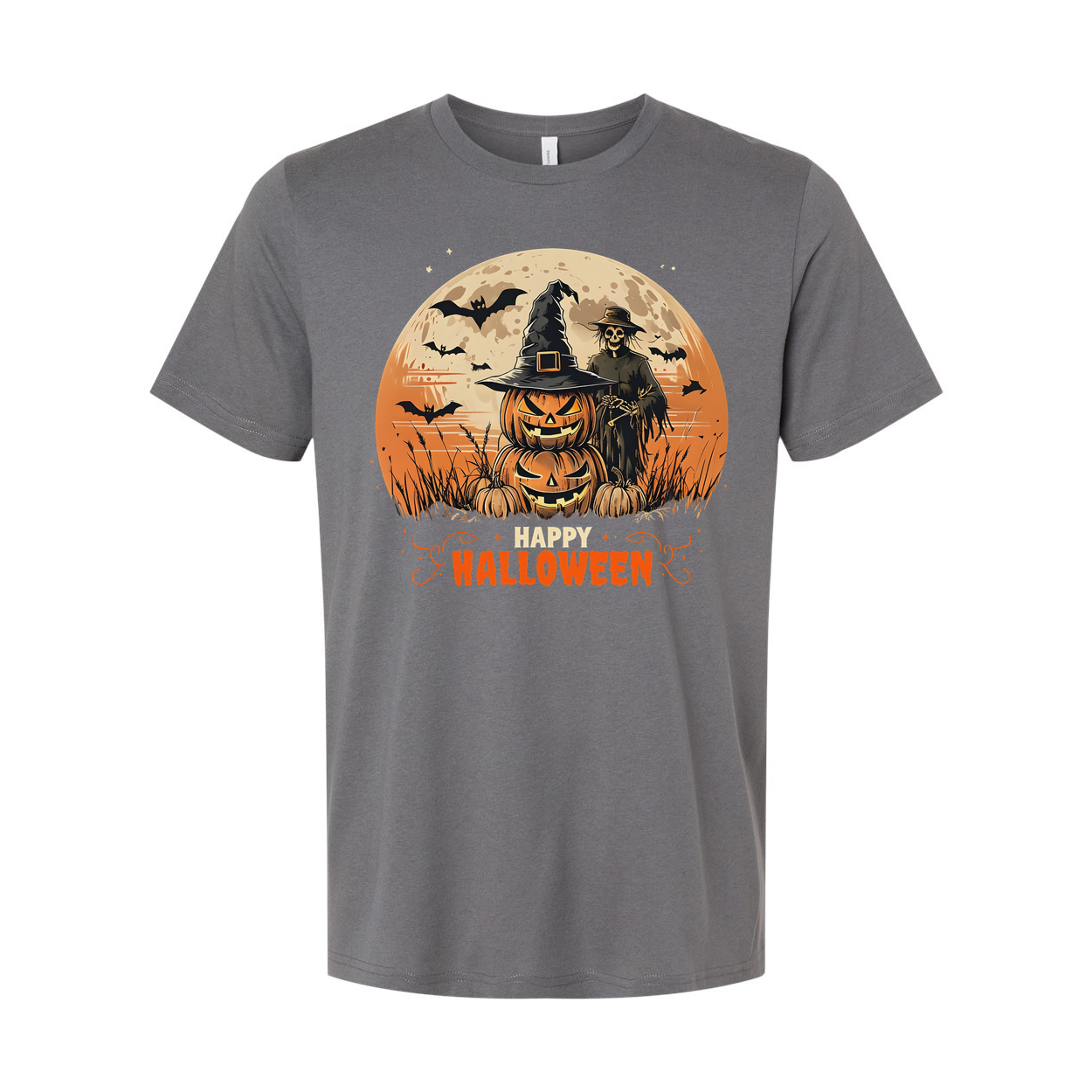 Vintage Halloween Jack O Lantern And Scarecrow Unisex Tee