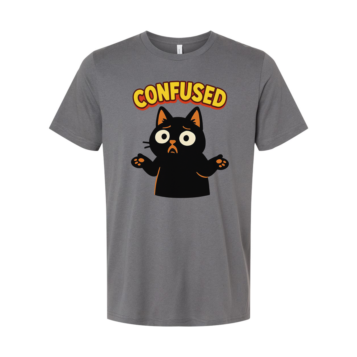 Confused Black Cat Unisex T Shirt Graphic Tee Gift Idea