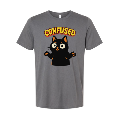Confused Black Cat Unisex T Shirt Graphic Tee Gift Idea