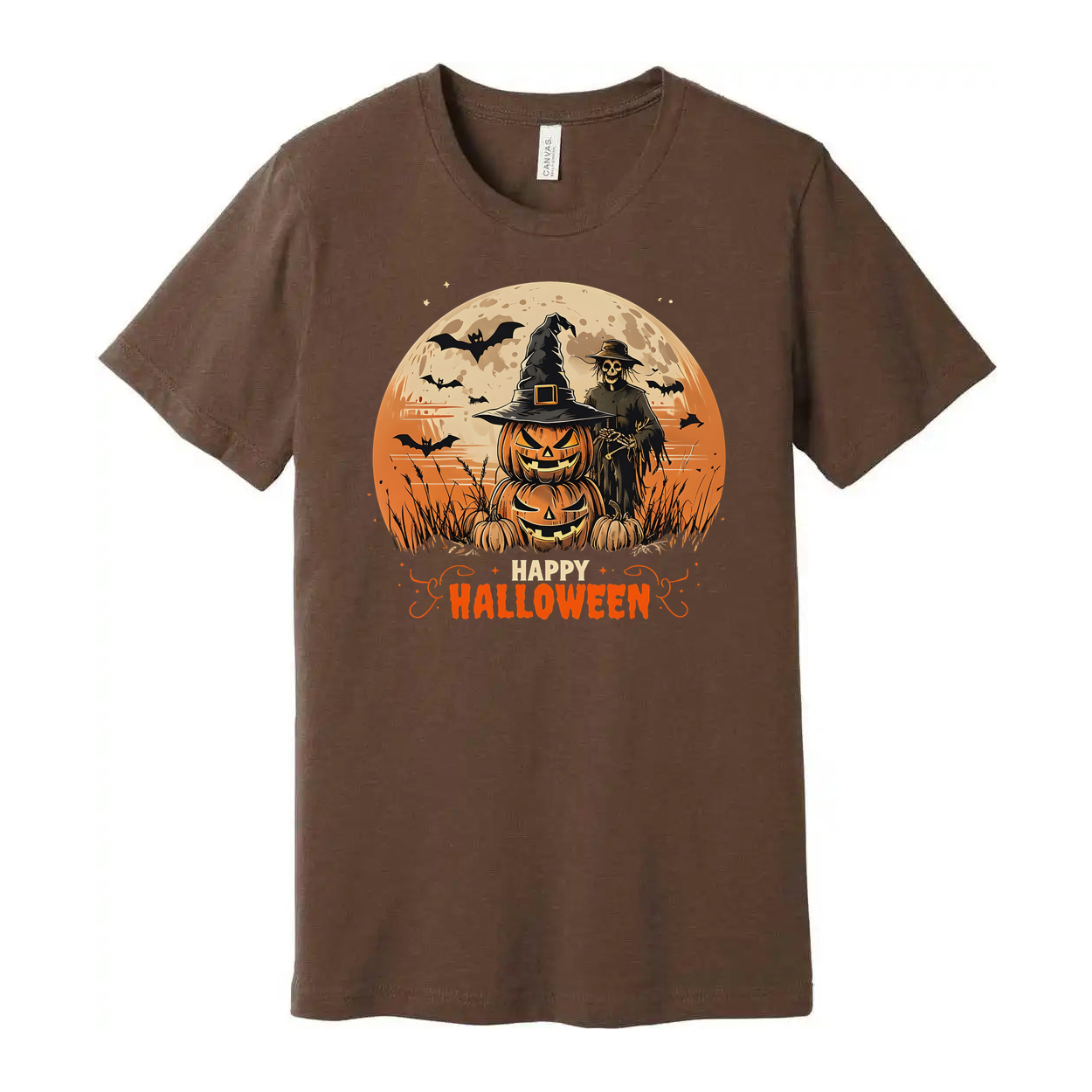 Vintage Halloween Jack O Lantern And Scarecrow Unisex Tee