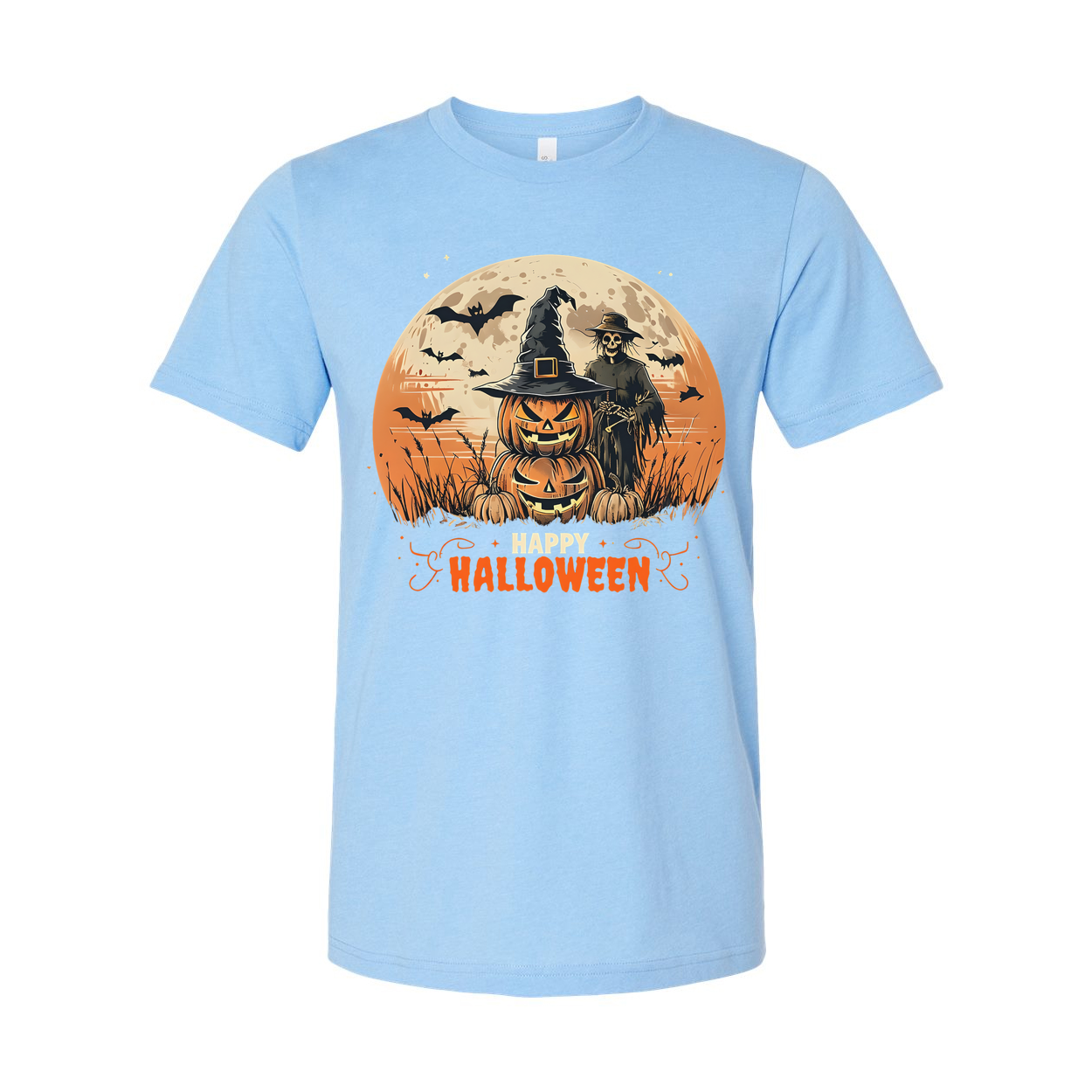 Vintage Halloween Jack O Lantern And Scarecrow Unisex Tee