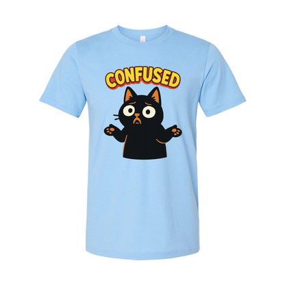 Confused Black Cat Unisex T Shirt Graphic Tee Gift Idea