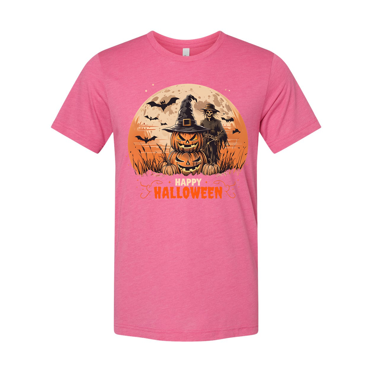 Vintage Halloween Jack O Lantern And Scarecrow Unisex Tee
