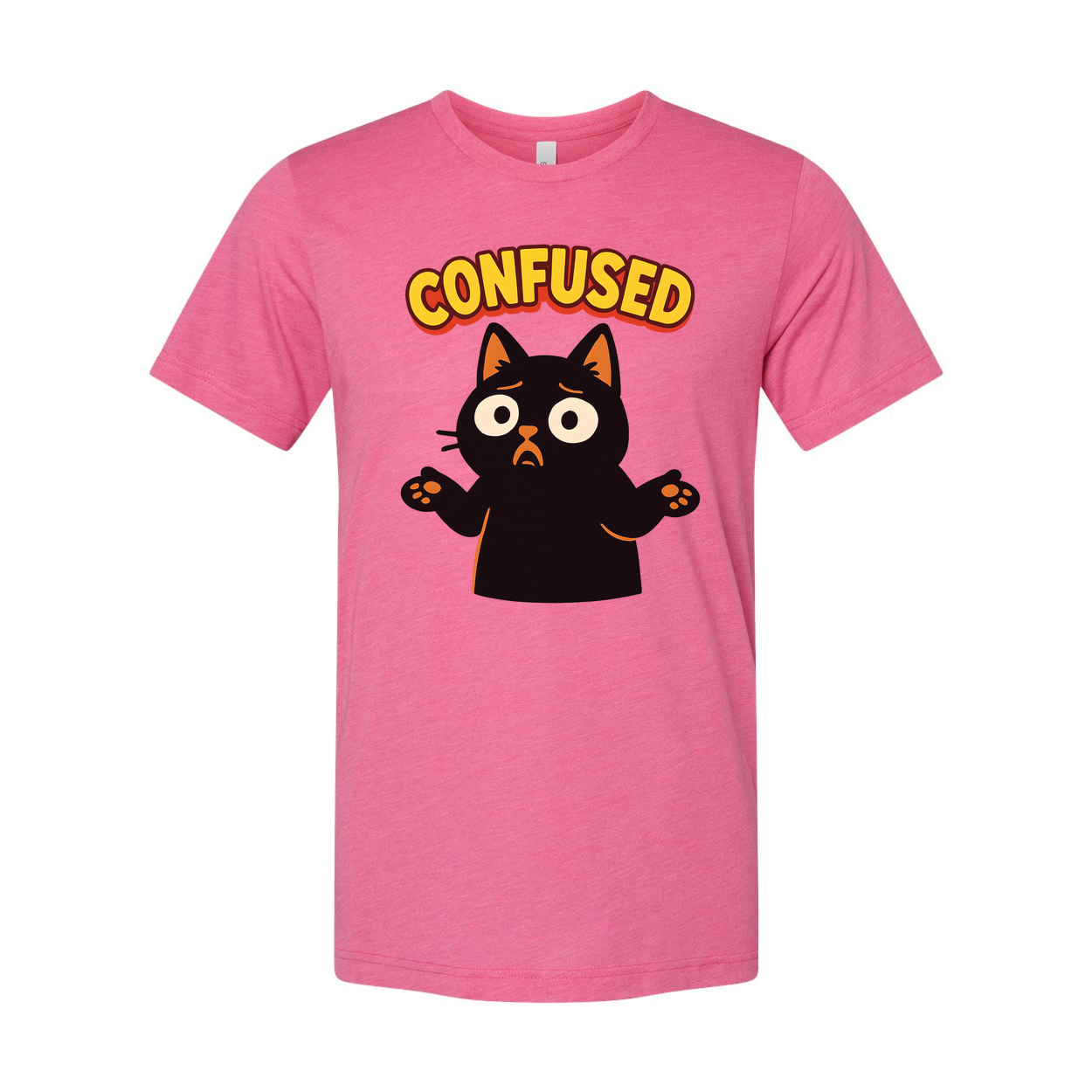 Confused Black Cat Unisex T Shirt Graphic Tee Gift Idea
