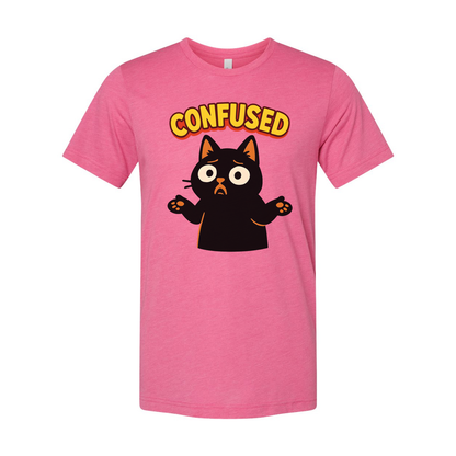 Confused Black Cat Unisex T Shirt Graphic Tee Gift Idea