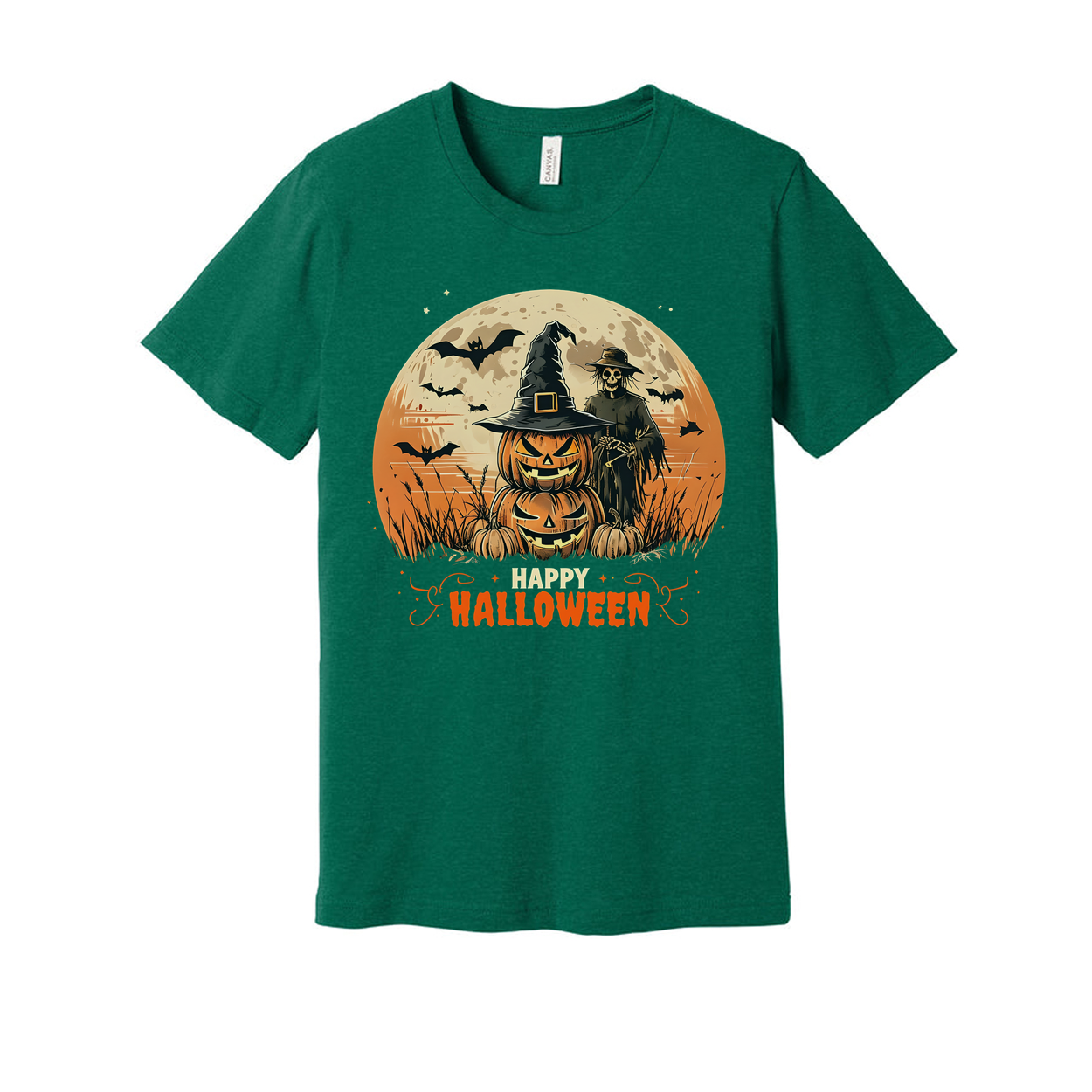 Vintage Halloween Jack O Lantern And Scarecrow Unisex Tee