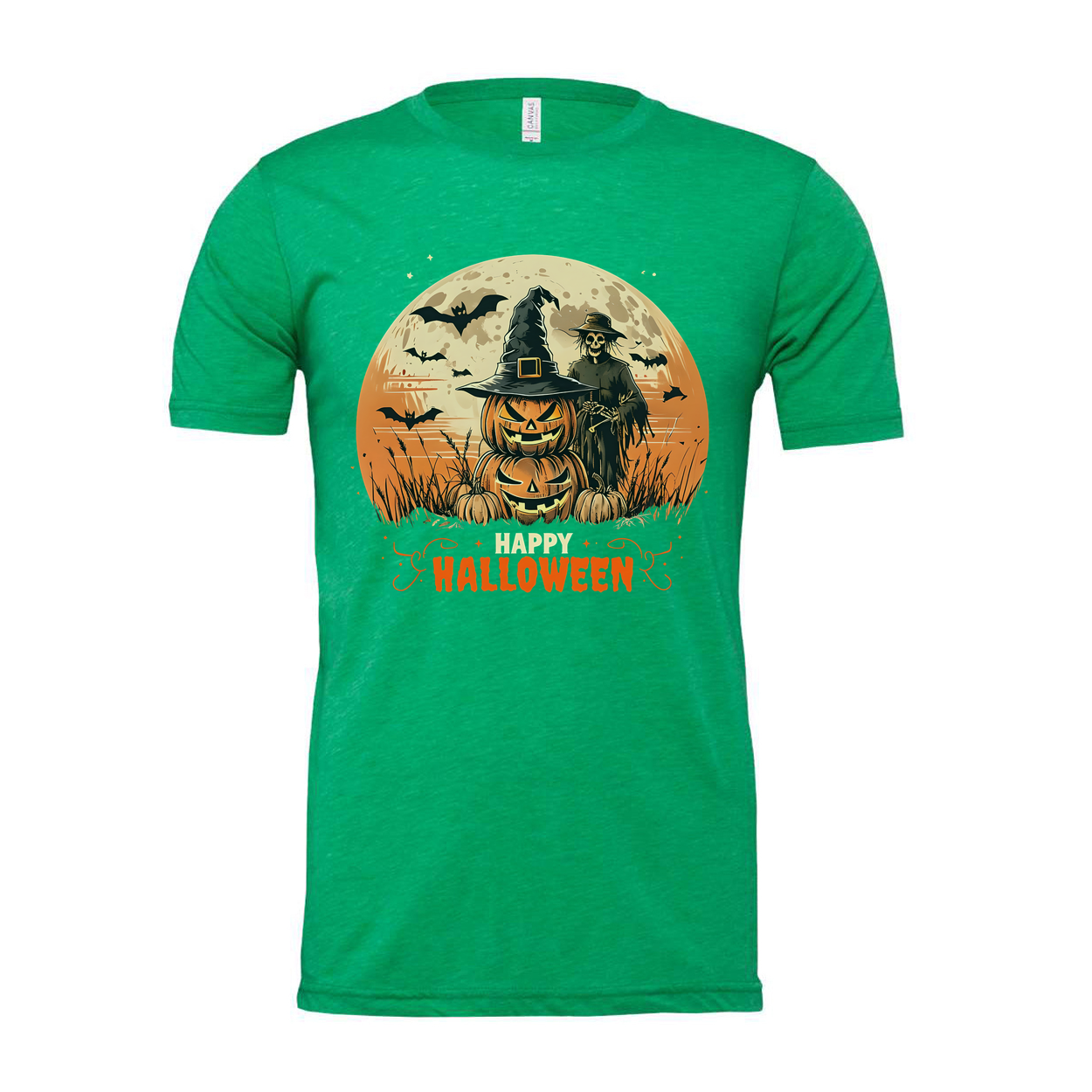 Vintage Halloween Jack O Lantern And Scarecrow Unisex Tee