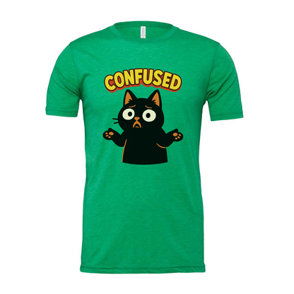 Confused Black Cat Unisex T Shirt Graphic Tee Gift Idea