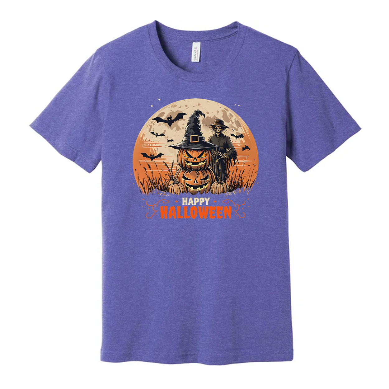 Vintage Halloween Jack O Lantern And Scarecrow Unisex Tee