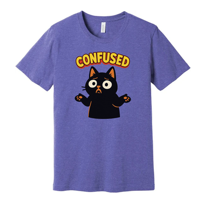 Confused Black Cat Unisex T Shirt Graphic Tee Gift Idea