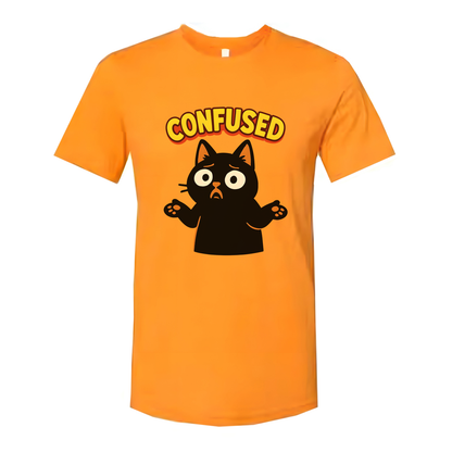 Confused Black Cat Unisex T Shirt Graphic Tee Gift Idea