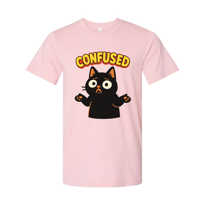 Confused Black Cat Unisex T Shirt Graphic Tee Gift Idea