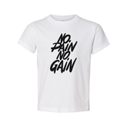 Unisex No Pain No Gain Graphic T Shirt White Short Sleeve Cotton Fitness Tee For Workout