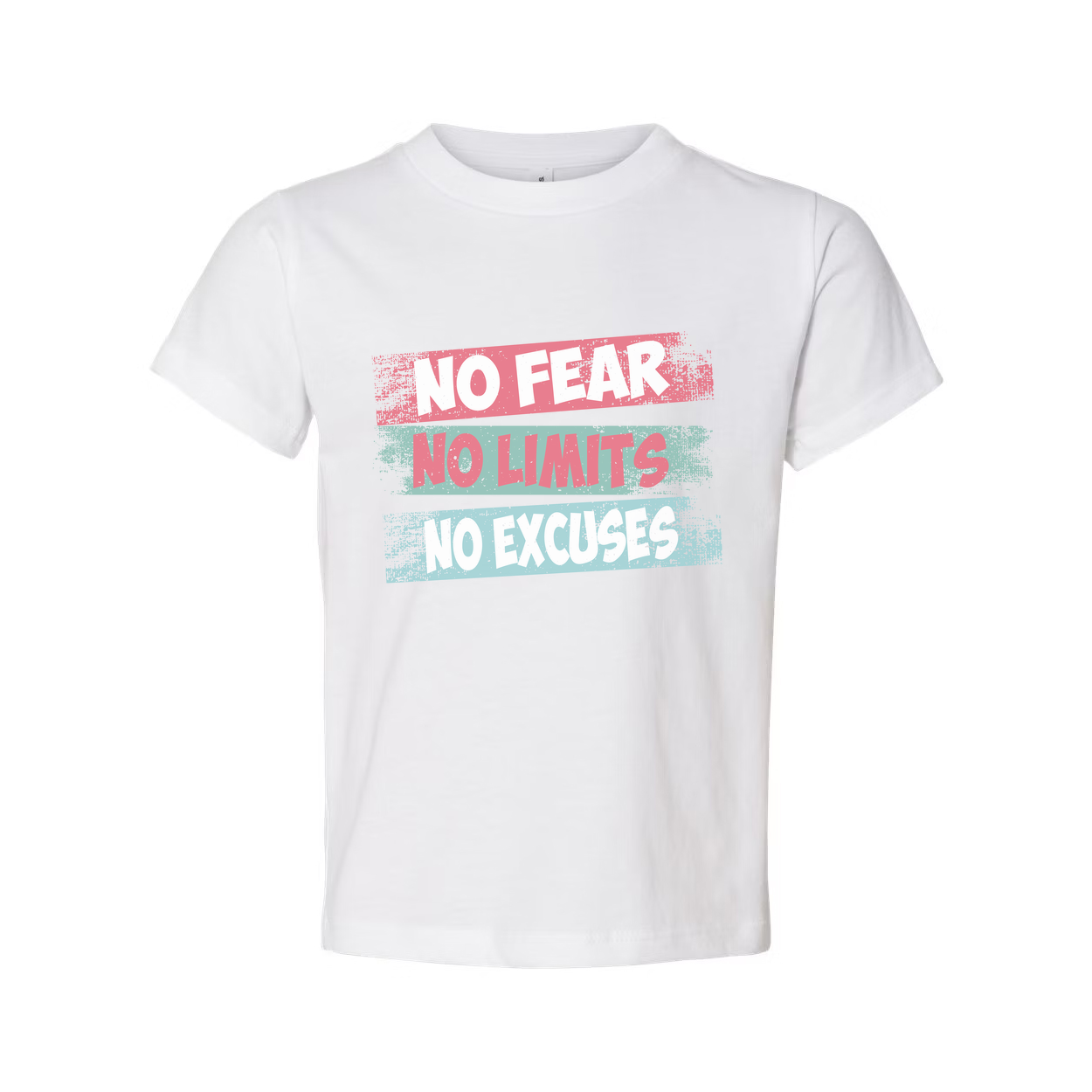 Unisex Graphic T Shirt No Fear No Limits No Excuses Inspirational Print On White