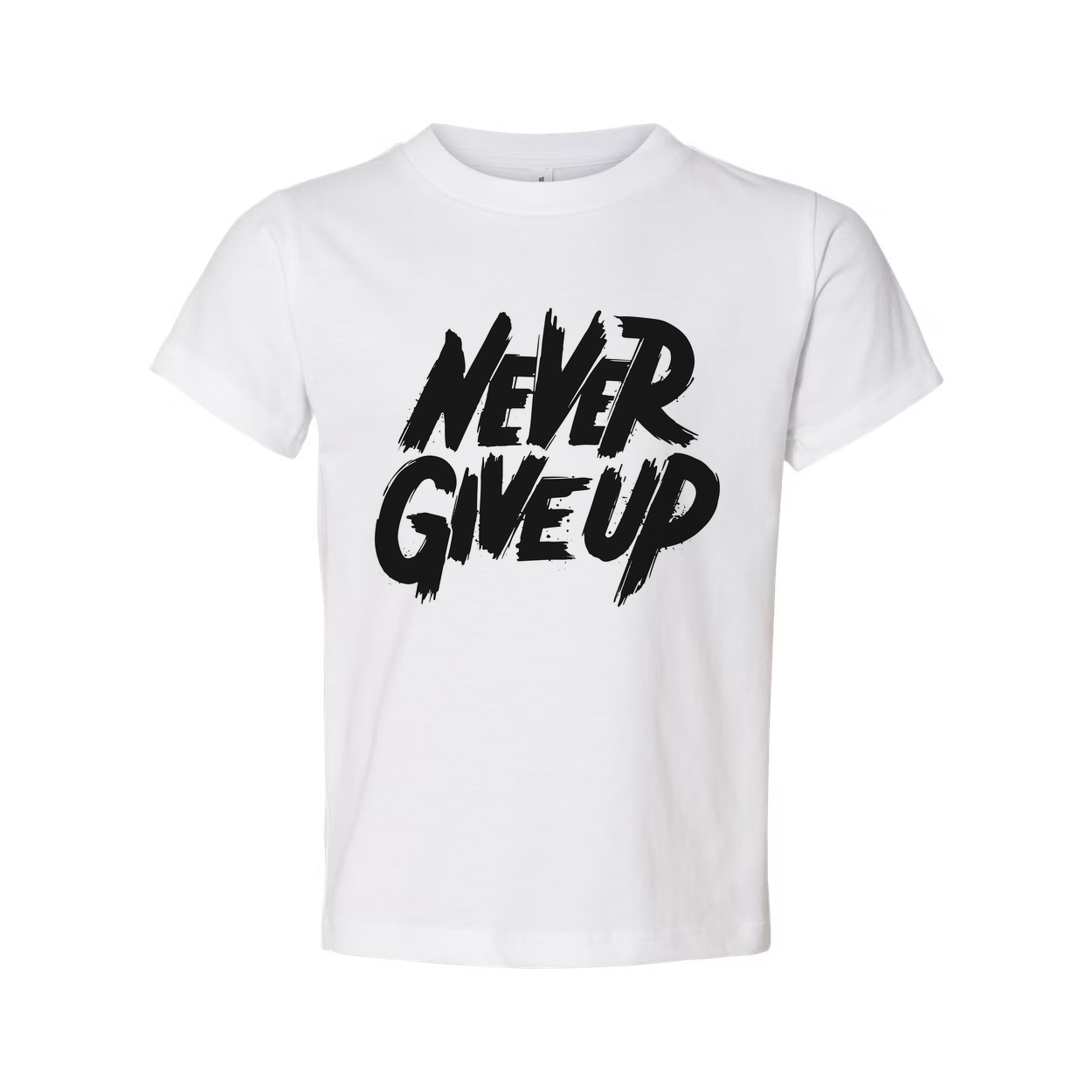 Never Give Up Graphic T Shirt For Unisex Adults White Cotton Short Sleeve Everyday Wear