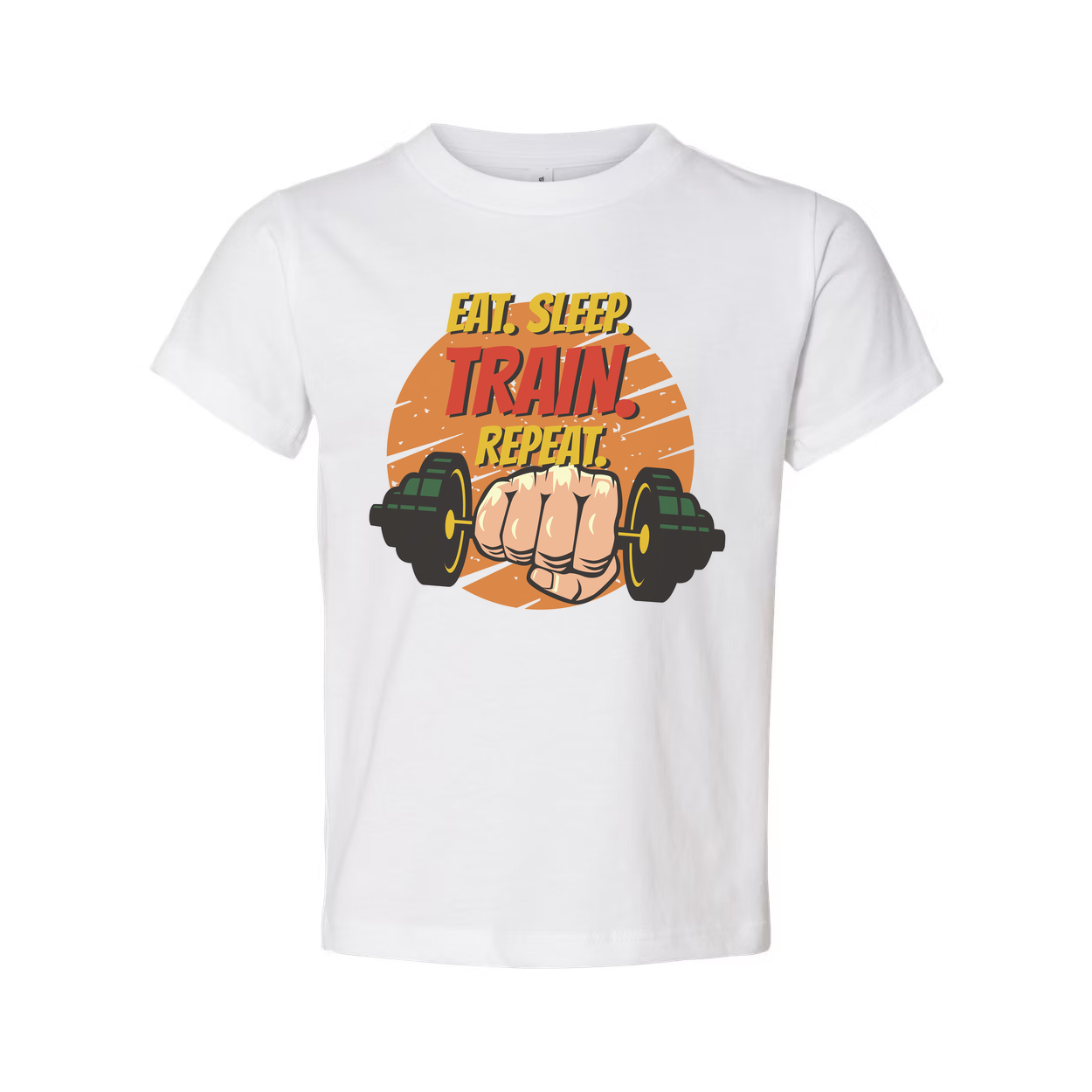 Eat Sleep Train Repeat Unisex Fitness Graphic T Shirt For Gym And Workout Cotton Short Sleeve