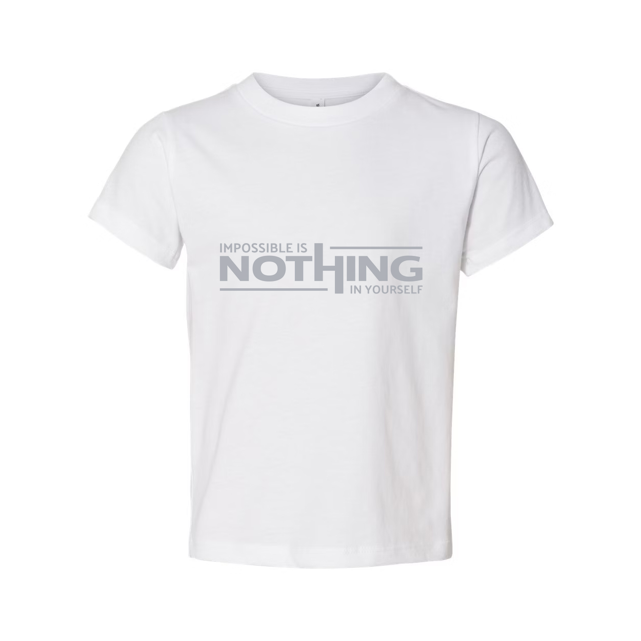 Unisex White T Shirt With Impossible Is Nothing In Yourself Graphic Print For Gym And Workout