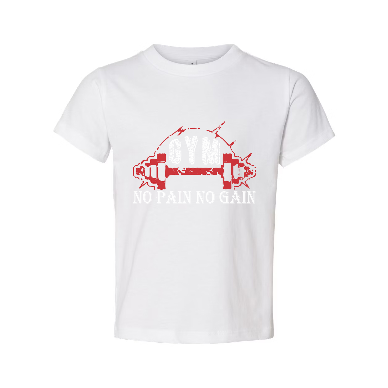 No Pain No Gain Unisex Fitness T Shirt With Red Dumbbell Graphic Cotton Blend Soft Fabric