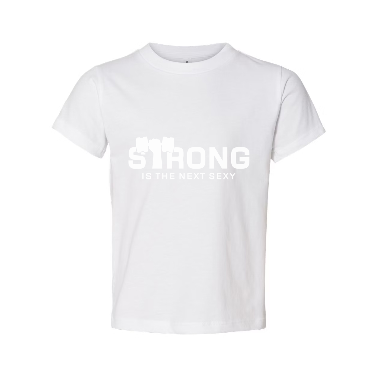 Strong Is The Next Sexy Unisex White Cotton Short Sleeve Graphic Tee For Fitness