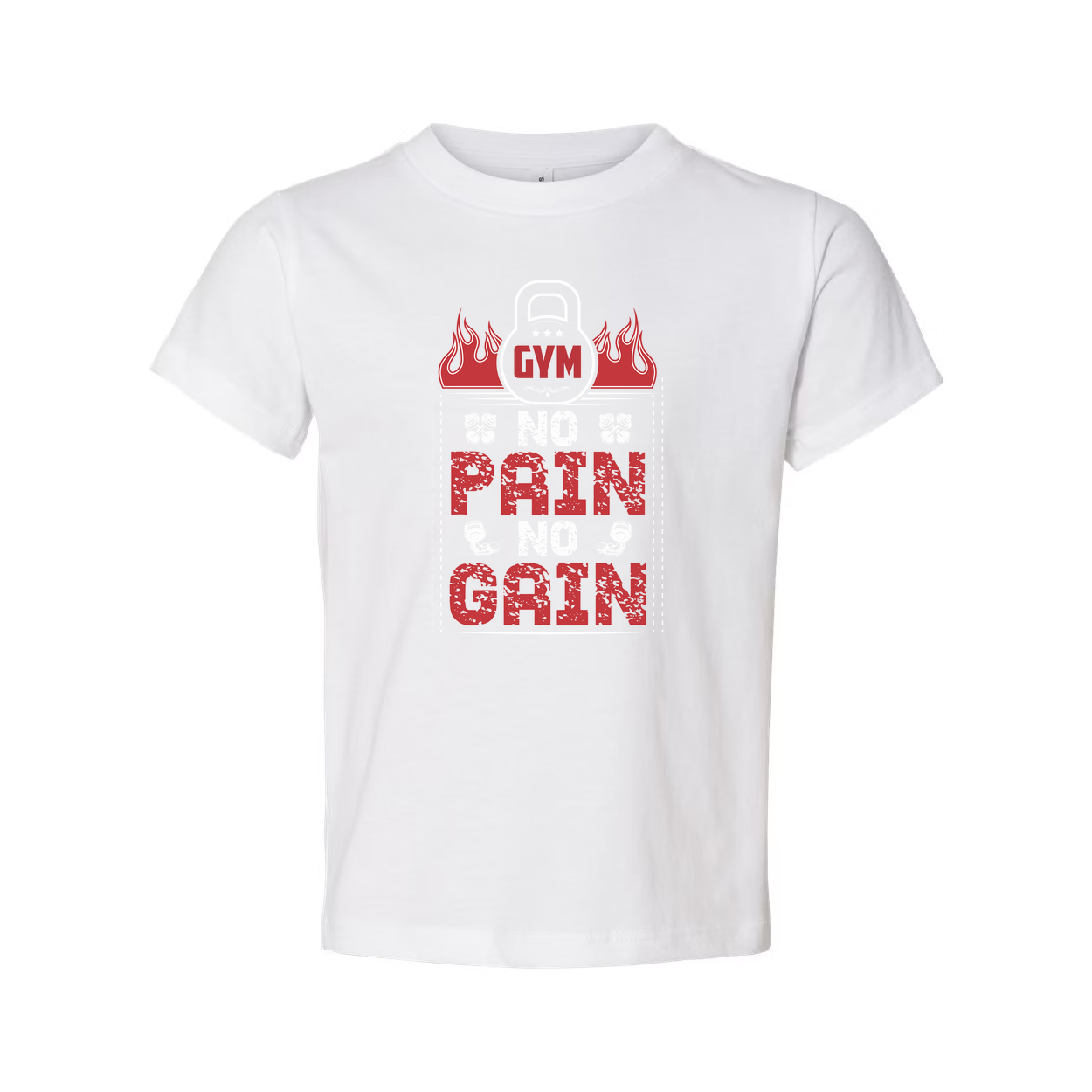Unisex No Pain No Gain Gym Graphic T Shirt With Flames Design For Fitness Enthusiasts