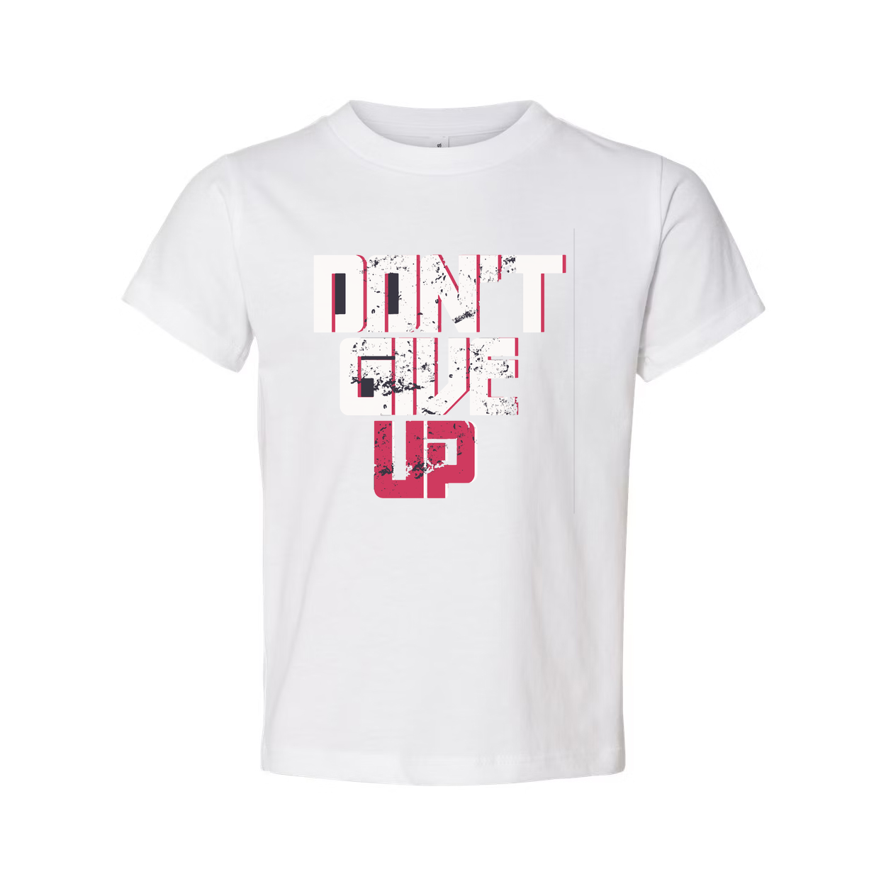 Don't Give Up Graphic T Shirt Unisex White Short Sleeve With Pink And Black Design