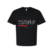 Unisex T Shirt With Installing Muscles Please Wait Progress Bar Graphic Print Tee