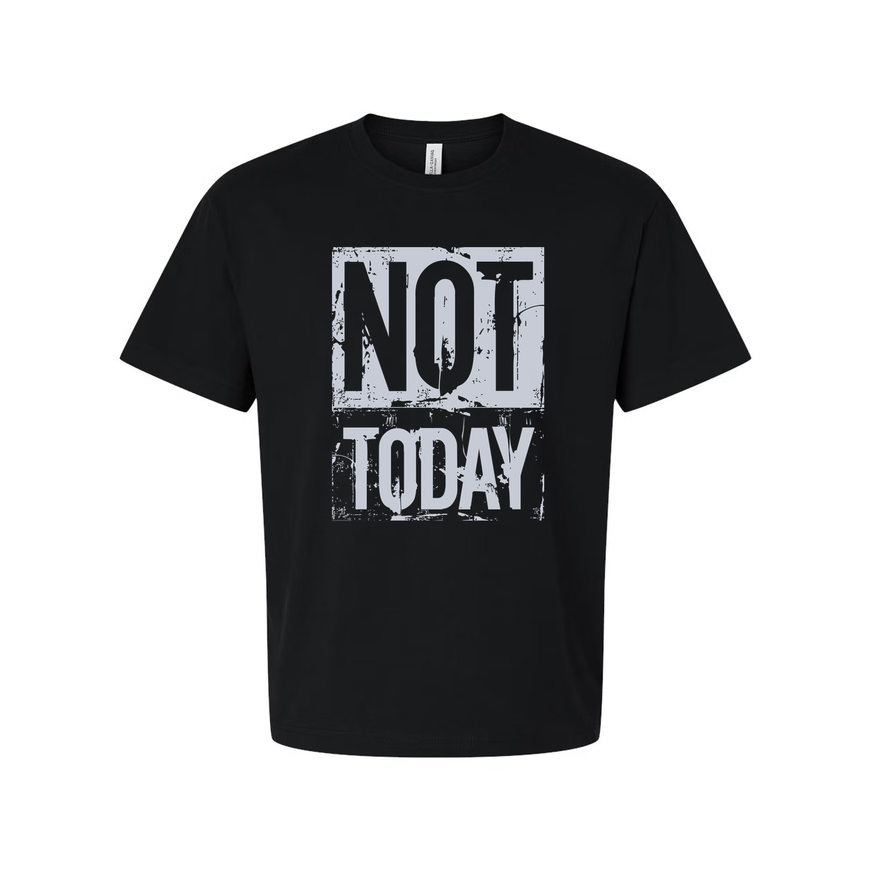 Not Today Graphic White Unisex T Shirt With Light Blue Distressed Square Print Tee