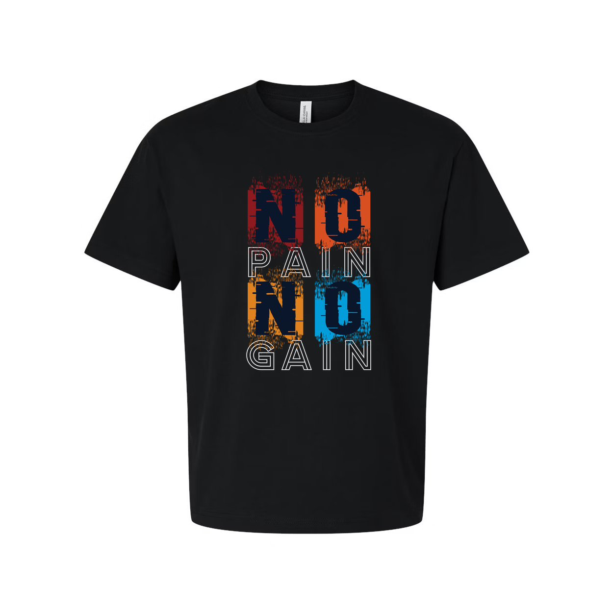 No Pain No Gain Color Block Graphic T Shirt For Unisex Short Sleeve Casual Wear Everyday