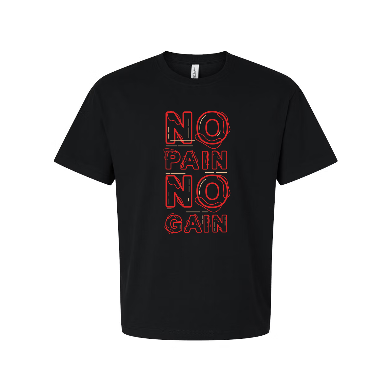 Unisex No Pain No Gain Graphic T Shirt White Short Sleeve With Red Outline Letters