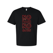 Unisex No Pain No Gain Graphic T Shirt White Short Sleeve With Red Outline Letters