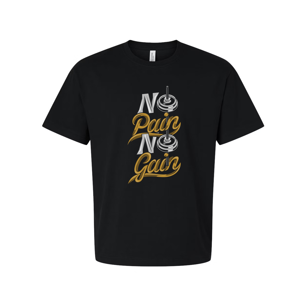 Unisex No Pain No Gain Graphic T Shirt With Weightlifting Motif For Gym Enthusiasts And Athletes