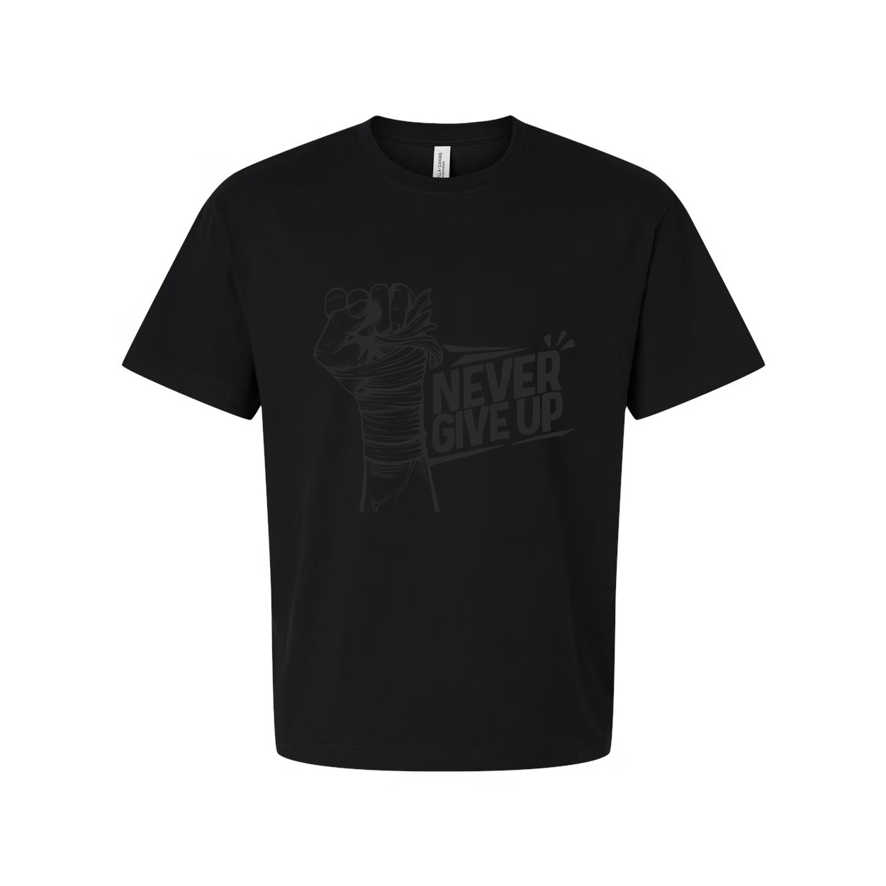 Never Give Up Fist Graphic Unisex T Shirt On White Cotton Short Sleeve Tee For Everyday Wear