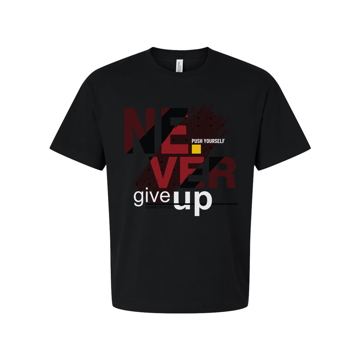 Never Give Up Graphic T Shirt Unisex White Cotton Tee With Bold Red Black Design