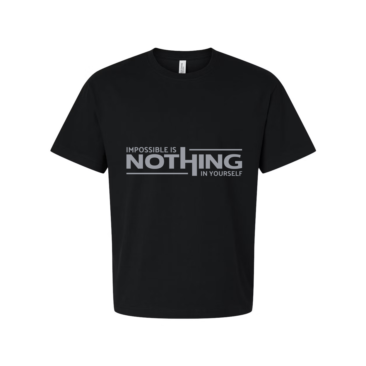 Unisex White T Shirt With Impossible Is Nothing In Yourself Graphic Print For Gym And Workout