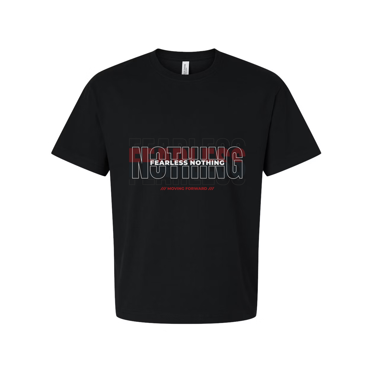 Unisex Fearless Graphic T Shirt With Bold Overlaid Text Design For Workout And Streetwear