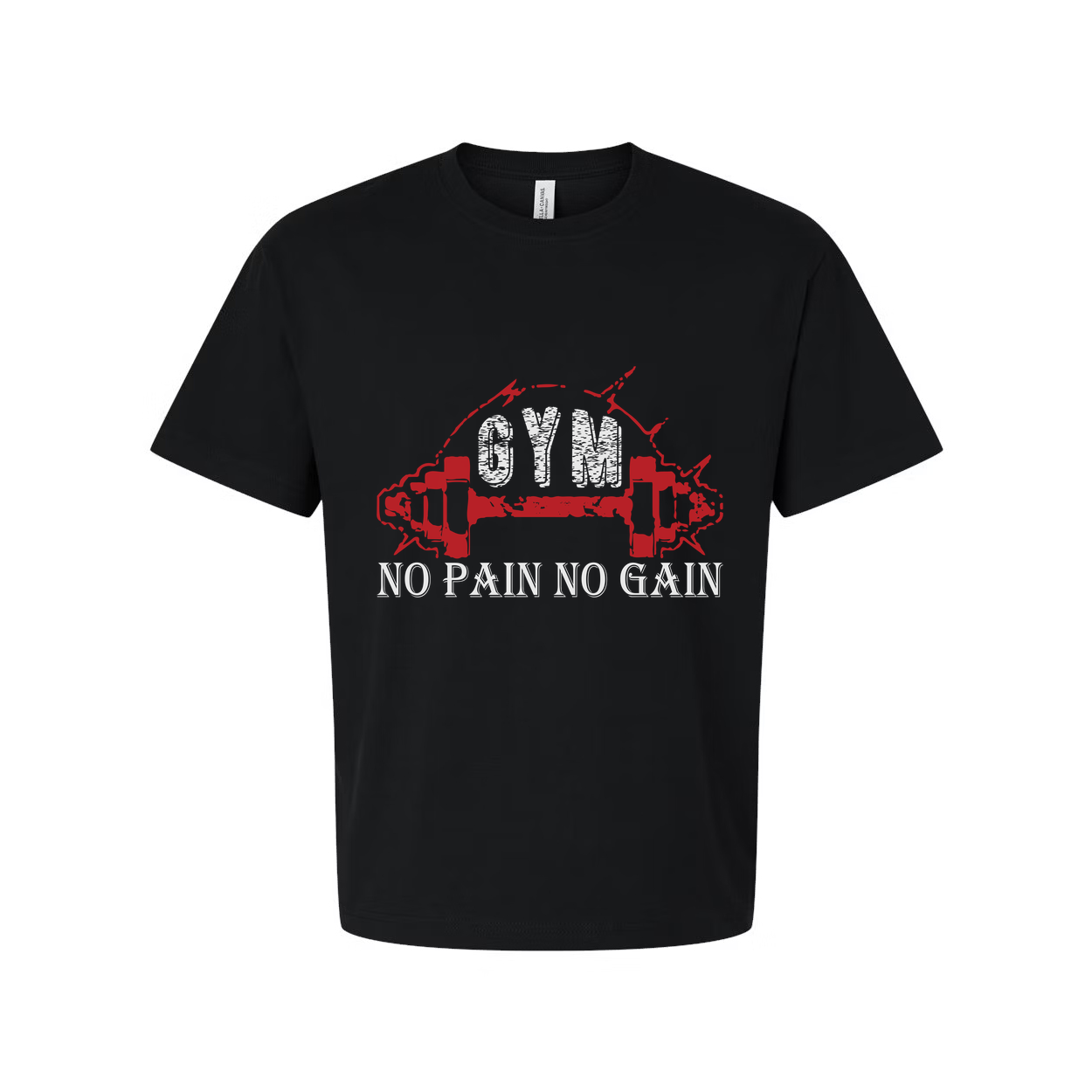 No Pain No Gain Unisex Fitness T Shirt With Red Dumbbell Graphic Cotton Blend Soft Fabric
