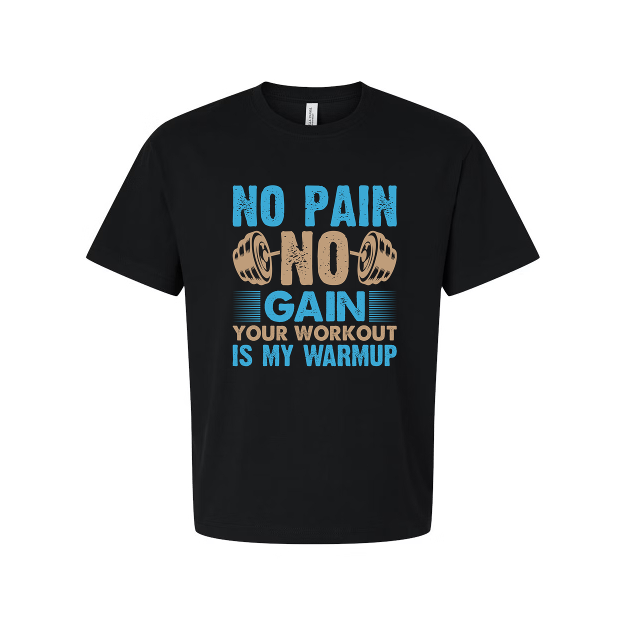 No Pain No Gain Unisex Workout T Shirt With Dumbbell Graphic Vintage Style Soft Cotton Material