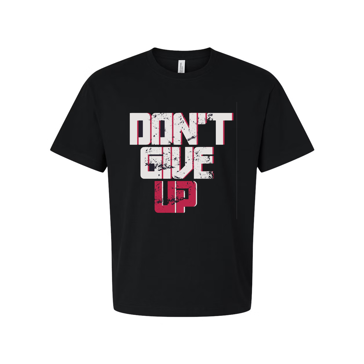 Don't Give Up Graphic T Shirt Unisex White Short Sleeve With Pink And Black Design