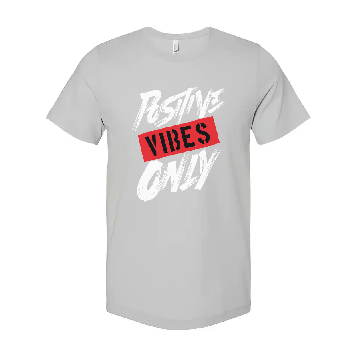 Positive Vibes Only Unisex Graphic T Shirt White Short Sleeve Cotton Everyday Wear